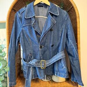 Relativity belted buckle denim jacket